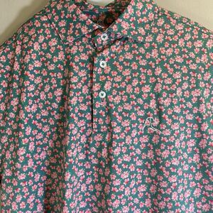 Rhoback Green Polo with Pink Floral Print